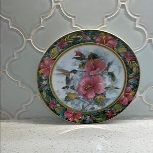 Floral Decorative Plate with Hummingbird Design Limited addition plate number